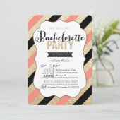 Invitation Parties scintillant d'or et rayures Bachelorette I (Debout devant)