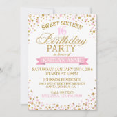 Invitation Parties scintillant d'or étincelante points Sweet (Devant)