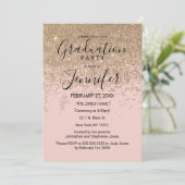 Invitation Parties scintillant d'or étincelle Blush Pink Grad (Debout devant)