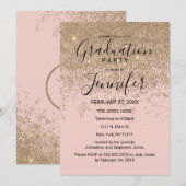 Invitation Parties scintillant d'or étincelle Blush Pink Grad (Devant / Derrière)
