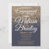 Invitation Parties scintillant d'or étincelle Fiançailles ble (Devant)