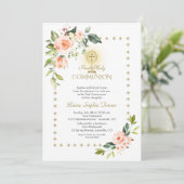 Invitation Parties scintillant d'or Étincelle Fleurs de corai (Debout devant)