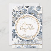 Invitation Parties scintillant d'or Eucalyptus - Dusty Blue I (Devant)