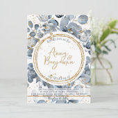 Invitation Parties scintillant d'or Eucalyptus - Dusty Blue I (Debout devant)
