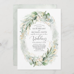 Invitation Parties scintillant d'or Eucalyptus Mariage de cou