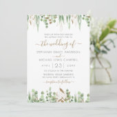 Invitation Parties scintillant d'or Eucalyptus Mariage vert (Debout devant)