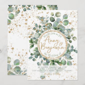 Invitation Parties scintillant d'or Eucalyptus - Vert - Invit (Devant / Derrière)