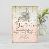Invitation Parties scintillant d'or Fairytale Storybook Castl (Debout devant)