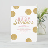 Invitation Parties scintillant d'or Faux Baby shower rose bla (Debout devant)