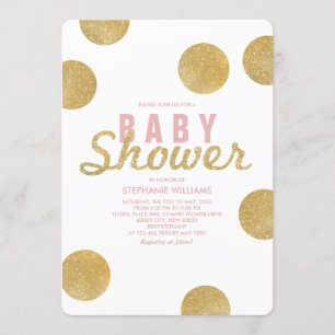 Invitation Parties scintillant d'or Faux Baby shower rose bla