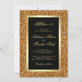 Invitation Parties scintillant d'or Faux Black Islam Mariage  (Devant)