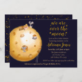 Invitation parties scintillant d'or Faux, lune de fromage et (Devant / Derrière)