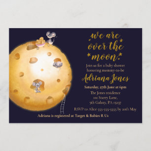 Invitation parties scintillant d'or Faux, lune de fromage et