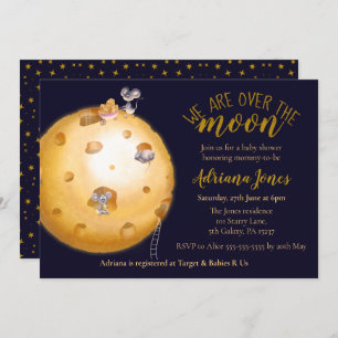 Invitation parties scintillant d'or Faux, lune de fromage et