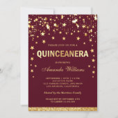 Invitation Parties scintillant d'or Faux Stars Confetti Quinc (Devant)