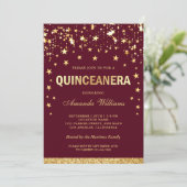 Invitation Parties scintillant d'or Faux Stars Confetti Quinc (Debout devant)