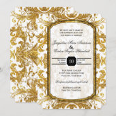 Invitation Parties scintillant d'or Faux Style de billet Typo (Devant / Derrière)