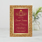 Invitation Parties scintillant d'or Faux Tiara Princess Sweet (Debout devant)