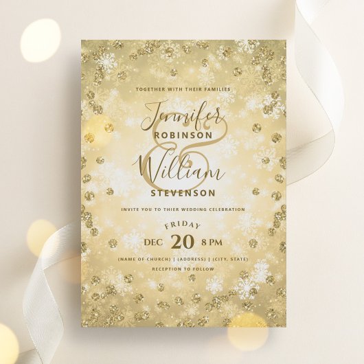 Invitation Parties scintillant d'or festive Élégant mariage d
