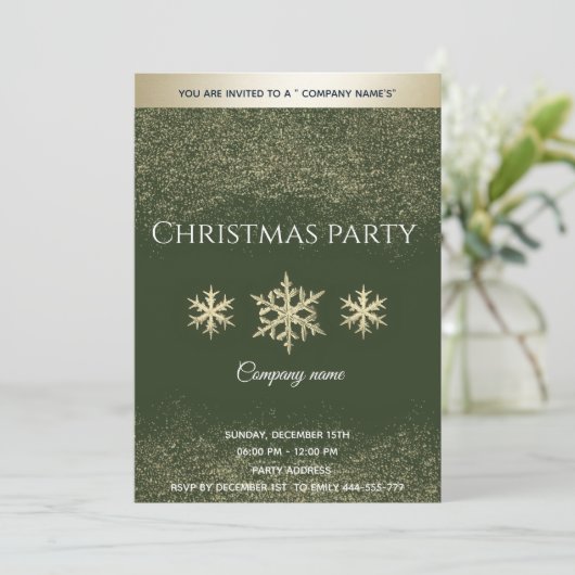 Invitation Parties scintillant d'or fêtes de Noël d'entrepris (Debout devant)