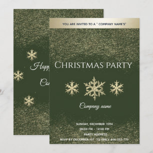 Invitation Parties scintillant d'or fêtes de Noël d'entrepris
