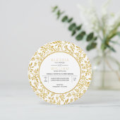 Invitation Parties scintillant d'or feuille motif mariage mod (Debout devant)