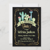 Invitation Parties scintillant d'or Fiesta mexicaine (Devant)