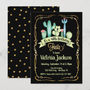 Invitation Parties scintillant d'or Fiesta mexicaine