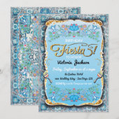 Invitation Parties scintillant d'or Fiesta mexicaine Annivers (Devant / Derrière)