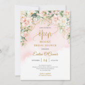 Invitation Parties scintillant d'or fleuri Boho moderne Open  (Devant)
