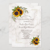 Invitation Parties scintillant d'or Fleurs de soleil géométri (Devant / Derrière)