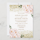 Invitation Parties scintillant d'or Fleurs rousses Mariage él (Devant)