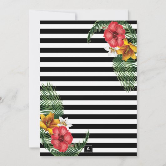 Invitation Parties scintillant d'or Fleurs tropicales Parti d (Dos)