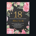 Invitation Parties scintillant d'or Floral 18th Birthday Invi<br><div class="desc">Invitation Florale 18e anniversaire pour les femmes. Aquarelle Fleur botanique florale. Parties scintillant d'or. Arrière - plan de tableau de bord. Pignons Roses Fleurs Florales. Anniversaire adulte.
Pour plus de personnalisation,  cliquez sur le bouton "Customiser" et utilisez notre outil de conception pour modifier ce modèle.</div>