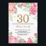 Invitation Parties scintillant d'or Floral 30th Birthday Invi<br><div class="desc">Invitation Florale 30e anniversaire pour les femmes. Aquarelle Fleur botanique florale. Parties scintillant d'or. Pignons Roses Fleurs Florales. Anniversaire adulte.
Pour plus de personnalisation,  cliquez sur le bouton "Customiser" et utilisez notre outil de conception pour modifier ce modèle.</div>