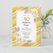Invitation Parties scintillant d'or Floral 40e anniversaire D (Debout devant)