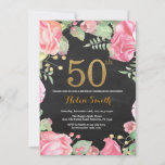 Invitation Parties scintillant d'or Floral 50th Birthday Invi<br><div class="desc">Floral 50th Birthday Invitation for Women. Aquarelle Fleur botanique florale. Parties scintillant d'or. Arrière - plan de tableau de bord. Pignons Roses Fleurs Florales. Anniversaire adulte.
Pour plus de personnalisation,  cliquez sur le bouton "Customiser" et utilisez notre outil de conception pour modifier ce modèle.</div>