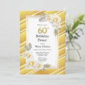Invitation Parties scintillant d'or Floral 60e anniversaire D (Debout devant)