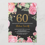 Invitation Parties scintillant d'or Floral 60th Birthday Invi<br><div class="desc">Floral 60e anniversaire Invitation pour les femmes. Aquarelle Fleur botanique florale. Parties scintillant d'or. Arrière - plan de tableau de bord. Pignons Roses Fleurs Florales. Anniversaire adulte.
Pour plus de personnalisation,  cliquez sur le bouton "Customiser" et utilisez notre outil de conception pour modifier ce modèle.</div>