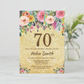 Invitation Parties scintillant d'or Floral 70e anniversaire I (Debout devant)