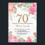 Invitation Parties scintillant d'or Floral 70th Birthday Invi<br><div class="desc">Floral 70th Birthday Invitation for Women. Aquarelle Fleur botanique florale. Parties scintillant d'or. Pignons Roses Fleurs Florales. Anniversaire adulte.
Pour plus de personnalisation,  cliquez sur le bouton "Customiser" et utilisez notre outil de conception pour modifier ce modèle.</div>