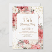 Invitation Parties scintillant d'or floral blanc blanc rose 7 (Devant)