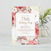 Invitation Parties scintillant d'or floral blanc blanc rose 7 (Debout devant)
