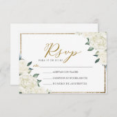 Invitation Parties scintillant d'or Floral Nuestra Boda Maria (Devant / Derrière)