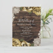 Invitation Parties scintillant d'or Floral Roses Rustique Boi (Debout devant)