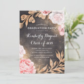 Invitation Parties scintillant d'or Floral Rustic Country Gra (Debout devant)