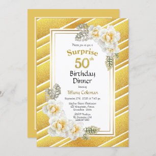 Invitation Parties scintillant d'or Floral Surprise 50e anniv