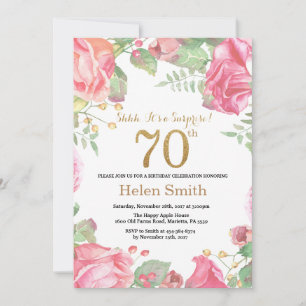 Invitation Parties scintillant d'or Floral Surprise 70e anniv