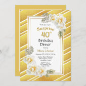 Invitation Parties scintillant d'or Floral Surprise Dîner d'a (Devant / Derrière)