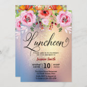 Invitation Parties scintillant d'or florale de midi Anniversa (Devant / Derrière)